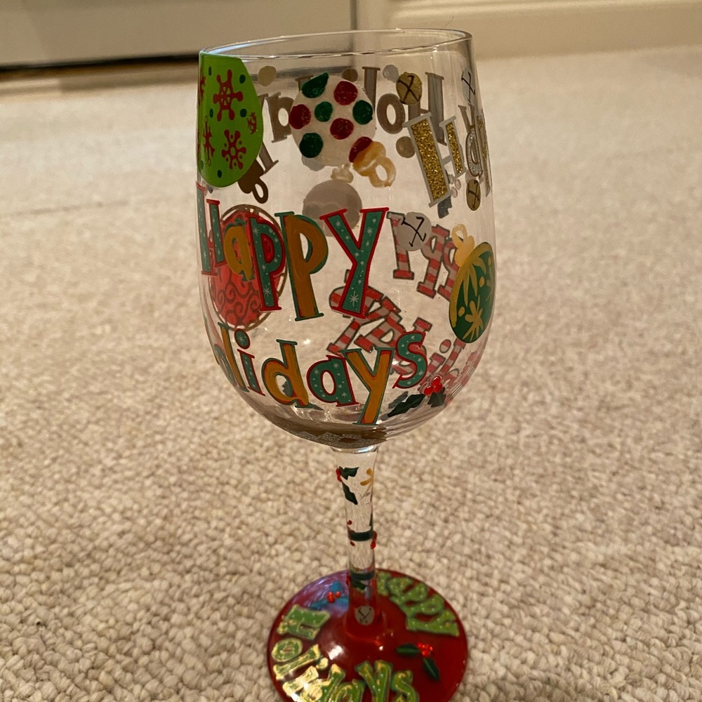 Lolita - happy holidays Christmas wine glass